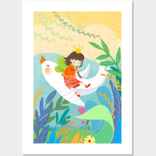 Fly Bird And Music Girl Posters and Art